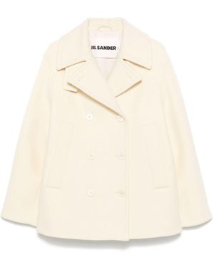 Jil Sander Double-Breasted Wool Peacoat - Natural