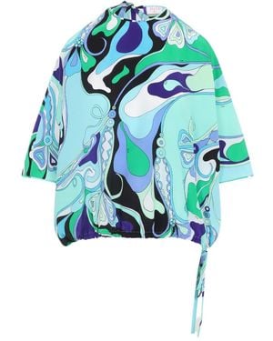 Emilio Pucci Seidenbluse mit Orchideen-Print - Blau