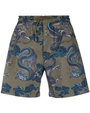 Maharishi Bañador con dragón estampado - Azul