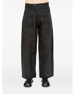 Jan Jan Van Essche Sheer-Twill Oversized Trousers - Black