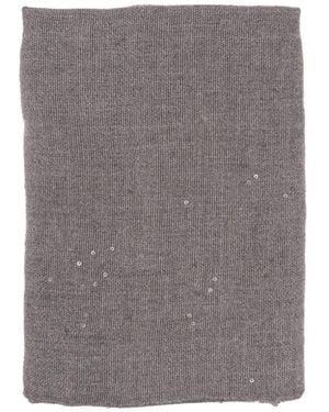 Brunello Cucinelli Sequin-Embellished Frayed Scarf - Grey