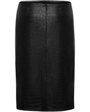 Lika Gonna Midi Con Effetto Coccodrillo - Nero