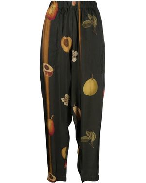 Uma Wang Pantaloni Affusolati Con Stampa - Nero