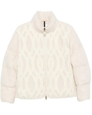 Moncler Nitidule Cable-Knit Padded Jacket - White