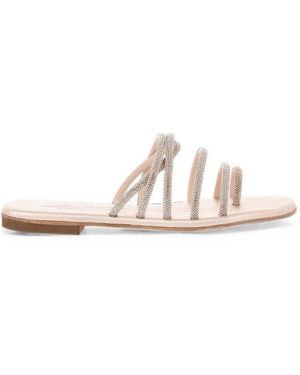 Kima Rhinestone-Embellished Thong Sandals - White