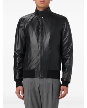 XC Zip-Up Leather Jacket - Black