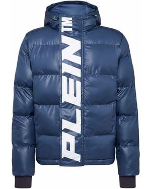 Philipp Plein Padded Long-Sleeve Logo Jacket - Blue