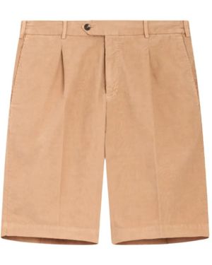 PT Torino Pleated Tailored Shorts - Natural
