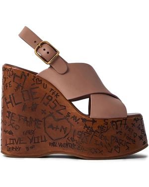 Chloé Sandales Compensées Maxime 130 Mm À Brides Croisées - Marron