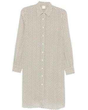 Aspesi Vestido Camisero Corto Con Motivo Floral - Blanco