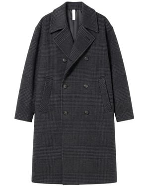 Hevò Tricaseq Double-Breasted Checked Coat - Blue