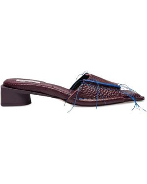 Miista 30Mm Fifi Square-Toe Frayed-Edge Mules - Purple