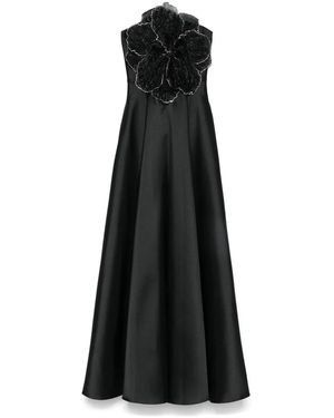 Nissa Maxikleid Mit Blumenapplikation - Schwarz