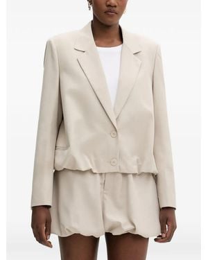 Isabelle Blanche Bubble-Hem Blazer - Natural