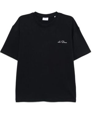 Les Deux Logo-Embroidered T-Shirt - Black