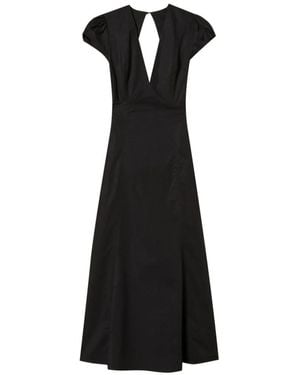 Twinset V-Neck Open-Back Long Dress - Black