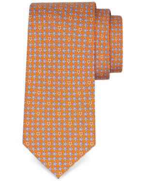 Ferragamo Turtles-Print Silk Tie - White