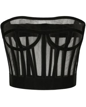 Dolce & Gabbana Tulle Bustier Top With Boning - Black