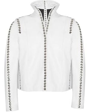 Dan Cassab Elvis Studded Leather Jacket - White