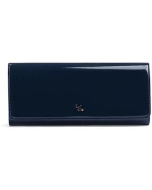 Le Silla Bolso De Mano De Charol Con Placa Del Logo - Azul