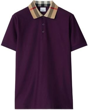 Burberry Polo Con Colletto A Quadri - Viola
