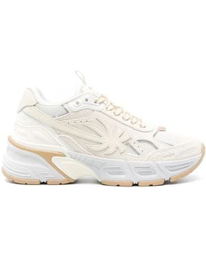 Palm Angels Leather And Fabric Low-Top Trainers For - White