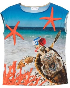The Artistylist Starfish Turtle-Print Blouse - Blue