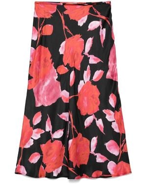 Blumarine Floral-Print Midi Skirt - Red
