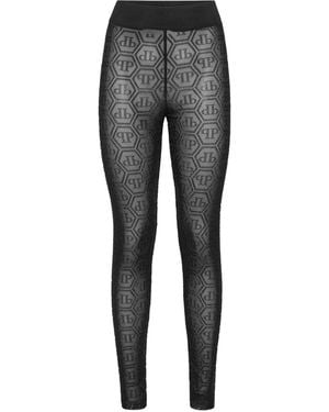 Philipp Plein Monogram Strass Leggings - Grey