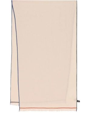 Loro Piana Colored-Trim Frayed Scarf - Natural