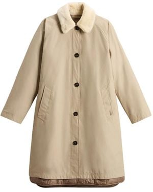 Woolrich Faux-Fur Collar Coat - Natural