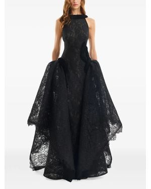 Gemy Maalouf Embroidered Halter-Neck Maxi Dress - Black
