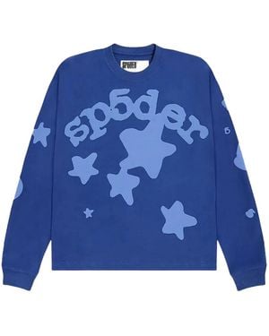 Sp5der スタープリント ロングtシャツ - ブルー