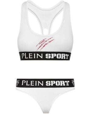 Philipp Plein Scratch-Print Logo-Waistband Underwear Set - White