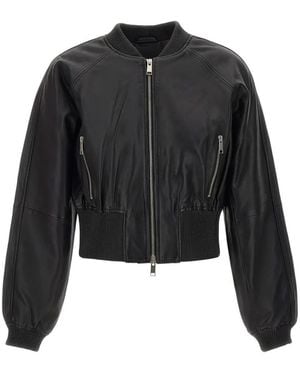 Herskind Dario Elasticated Leather Jacket - Black