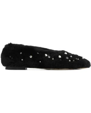Jimmy Choo Margot Crystal-Embellished Ballet Flats - Black