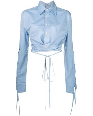 Monse Cropped Wrap-Front Shirt - Blue