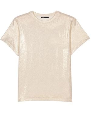 Maje Metallic-Finish T-Shirt - Natural