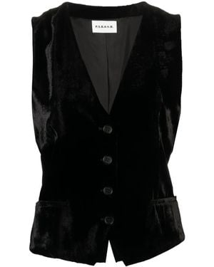 P.A.R.O.S.H. V-Neck Velvet Waistcoat - Black