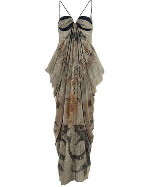 YANGKEHAN Print Draped Dress - Metallic