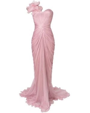 IRIS SERBAN Elisabeth Flower-Detail Ruched Maxi Dress - Pink