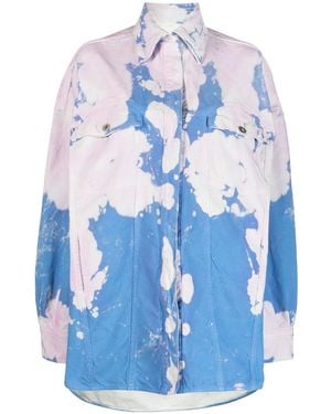 The Attico Tie-dye Denim Jacket - Blue