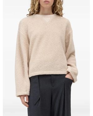 Closed Fleece-Texture Sweater - Natural