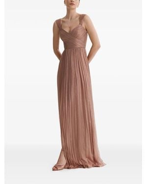 Framboise Kiros Plissé Lace-Up Maxi Dress - Brown