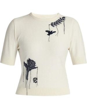Erdem Jersey Bordado De Manga Corta - Blanco