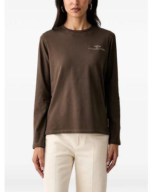 Aeronautica Militare Logo-Embroidered Long-Sleeve T-Shirt - Black