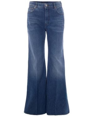 Sportmax Logo-Patch Flared-Leg Jeans - Blue