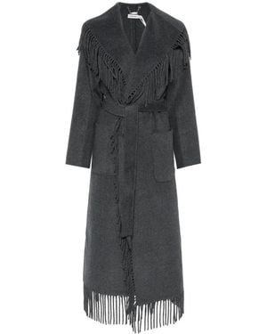 Jonathan Simkhai Carrie Fringe Robe Coat - Black