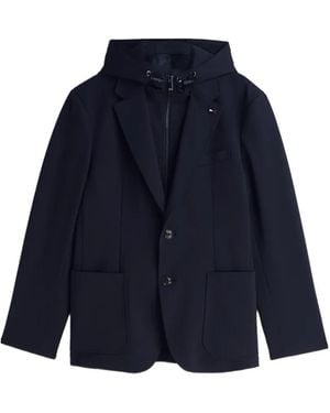 Tommy Hilfiger Hooded Single-Breasted Blazer - Blue