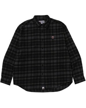 A Bathing Ape Logo-Patch Shirt - Black